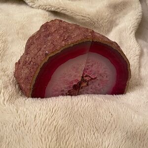 Elegant Red Agate Geode Bookend
